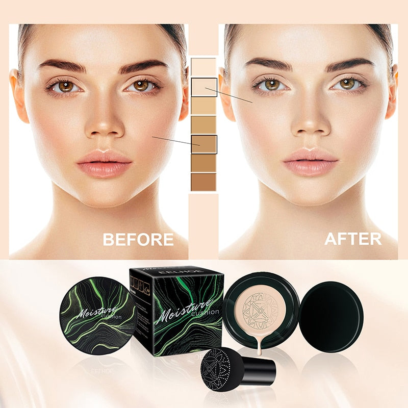 BB Cream Foundation Concealer Air Cushion Mushroom Head CC Whitening Makeup Cosmetics Waterproof Brighten Face Base Tone - DreamWeaversStore