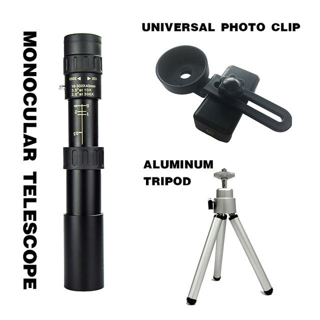 10-300x40mm Monocular Telescope Professional Bak4 Lens HD Metal Lll Night Vision Monocular Telescope For Hunting Tourism Camping - DreamWeaversStore