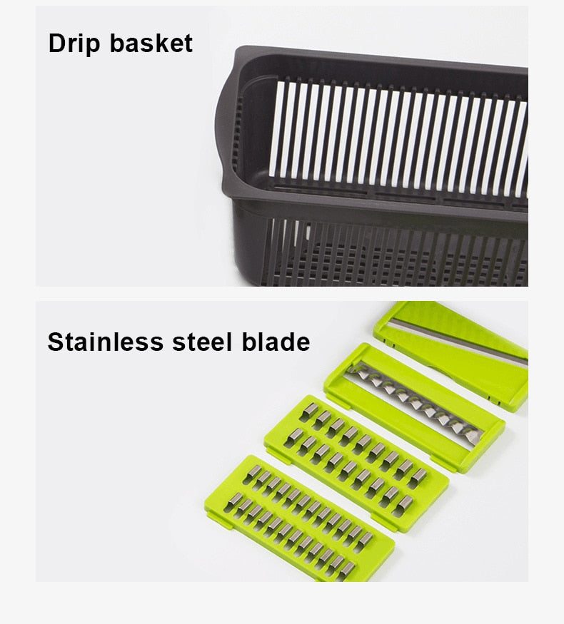 Multifunctional Vegetable Cutter Fruit Slicer Grater Shredders Drain Basket Slicers 8 In 1 Gadgets Kitchen Accessories - DreamWeaversStore