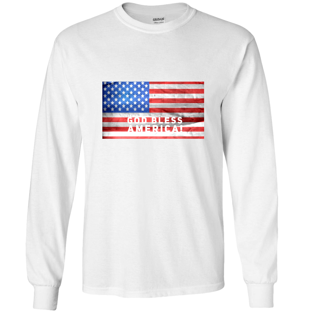 God Bless America!  Adult Long Sleeve Tee - DreamWeaversStore