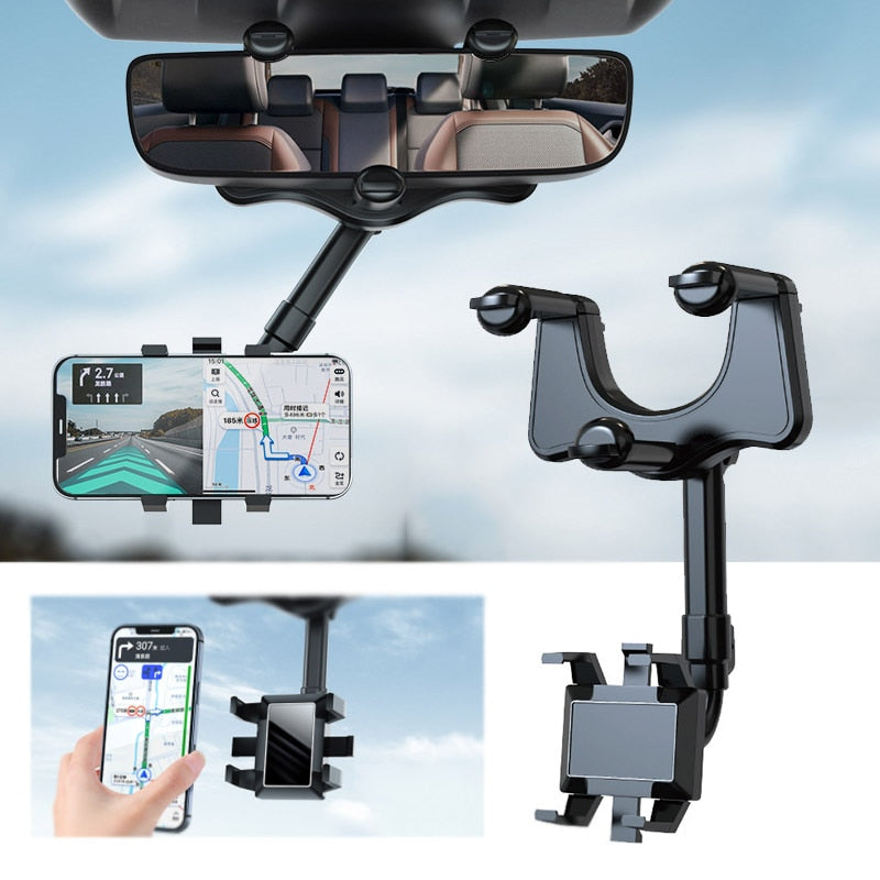 Rearview Mirror Phone Holder for Car Mount Phone and GPS Holder Universal Rotating Adjustable Telescopic Car Phone Holder - DreamWeaversStore