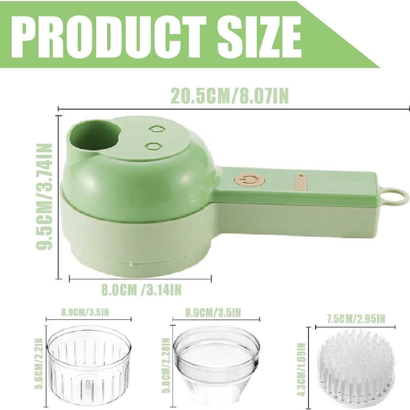 4 In 1 Handheld Electric Vegetable Cutter Set Slicer Vegetable Spiral Slicer Cutter Masher Machine Kitchen Tool Multifunctional - DreamWeaversStore