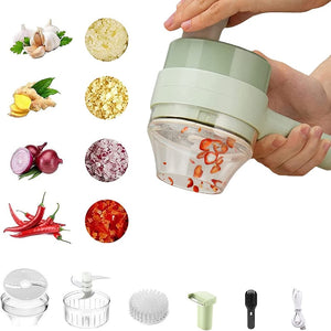 4 In 1 Handheld Electric Vegetable Cutter Set Slicer Vegetable Spiral Slicer Cutter Masher Machine Kitchen Tool Multifunctional - DreamWeaversStore