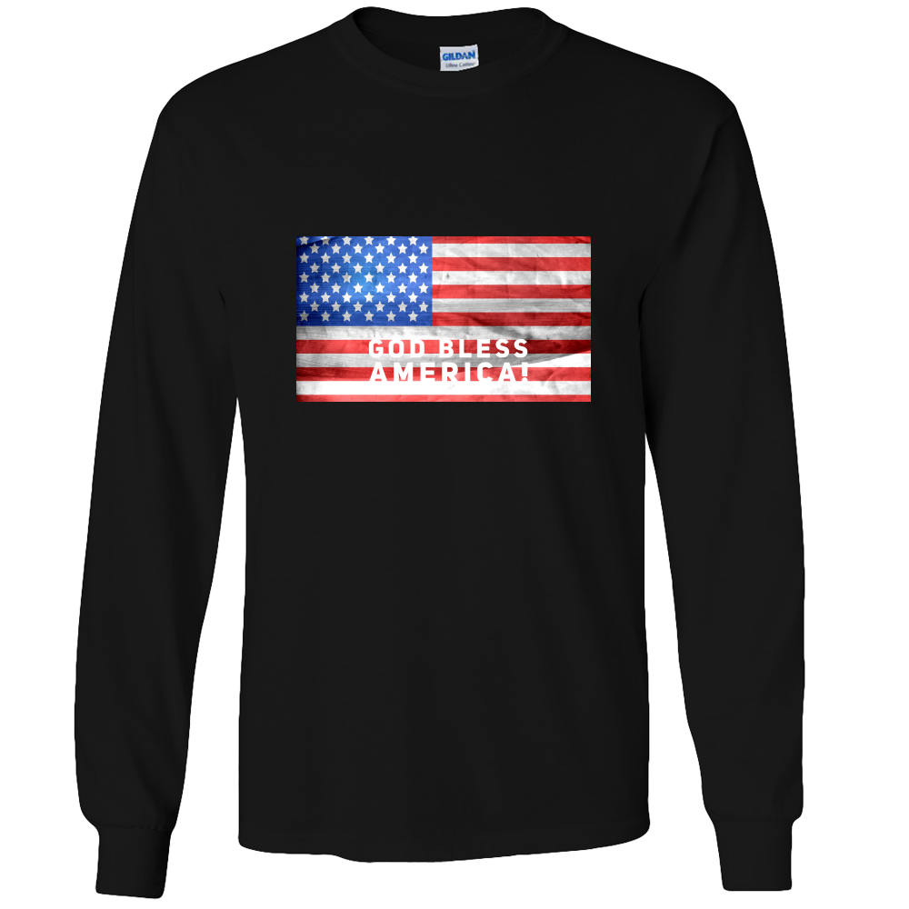 God Bless America!  Adult Long Sleeve Tee - DreamWeaversStore