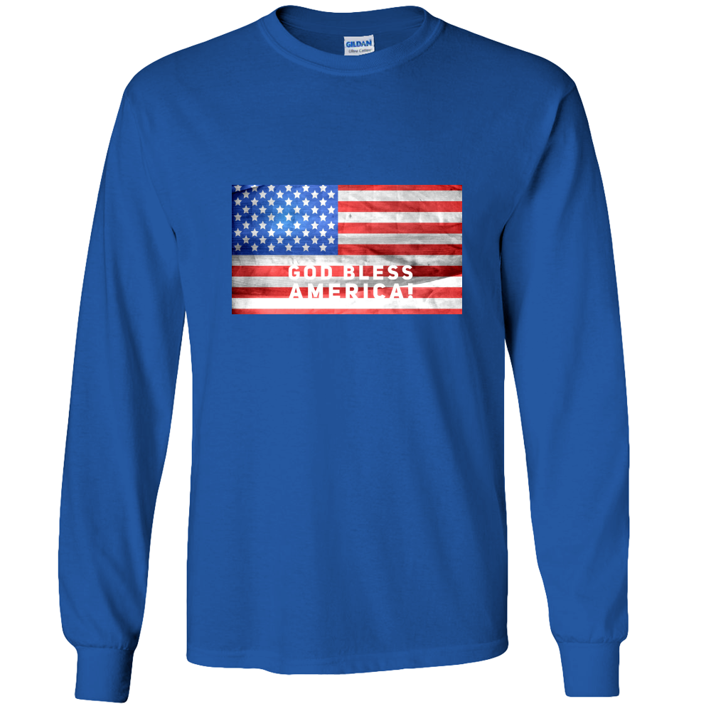 God Bless America!  Adult Long Sleeve Tee - DreamWeaversStore