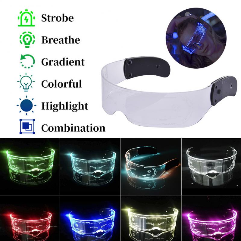 Neon Party LED Luminous Glasses LED Glasses Wire Light Up Visor Eyeglasses Bar Grow Goggles for Halloween Christmas Festive - DreamWeaversStore