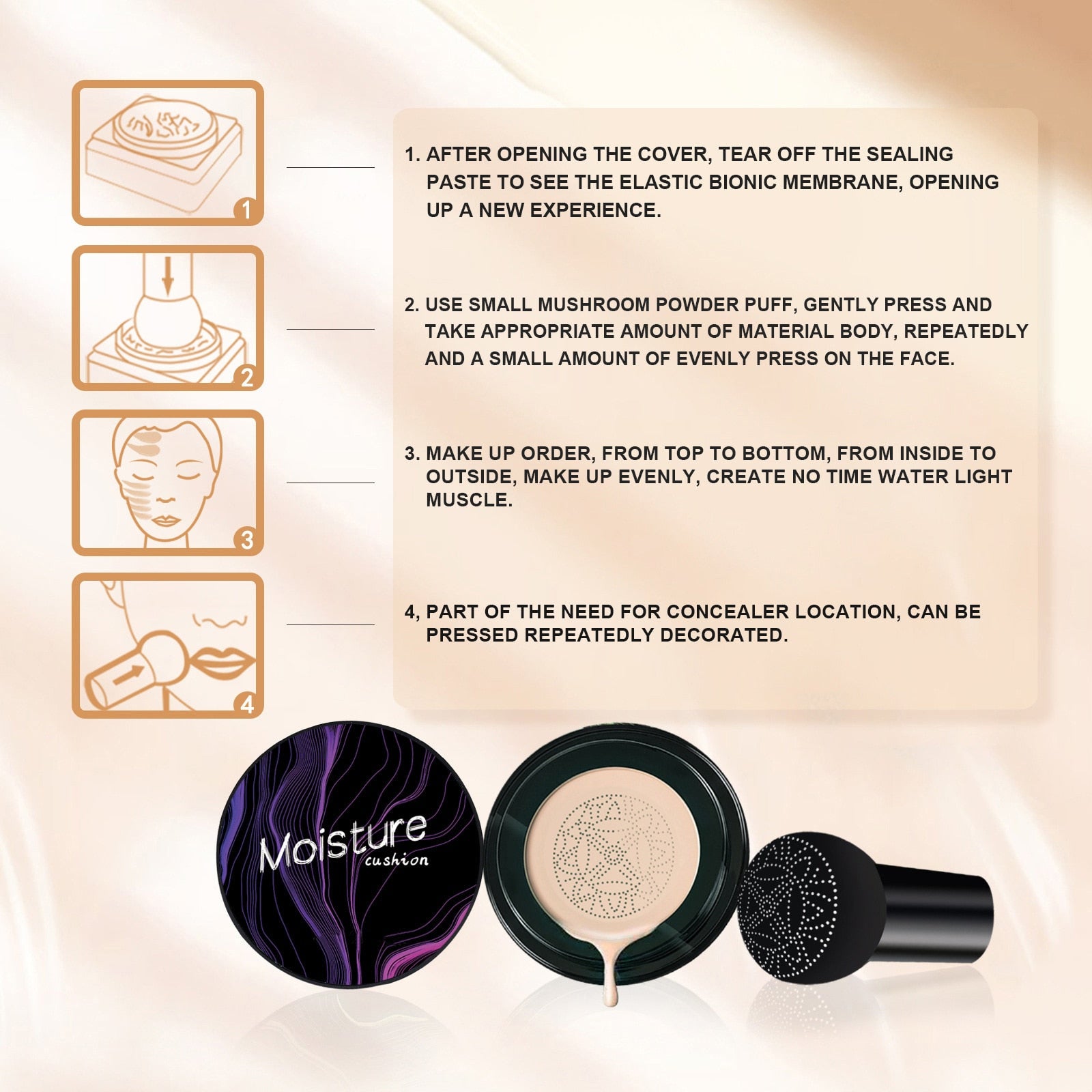 BB Cream Foundation Concealer Air Cushion Mushroom Head CC Whitening Makeup Cosmetics Waterproof Brighten Face Base Tone - DreamWeaversStore