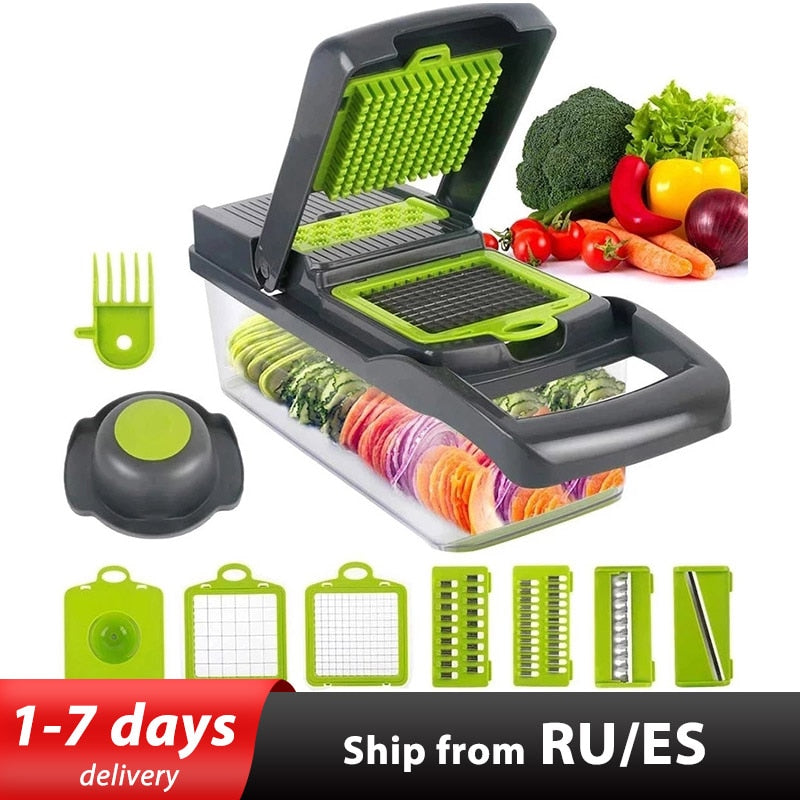 Multifunctional Vegetable Cutter Fruit Slicer Grater Shredders Drain Basket Slicers 8 In 1 Gadgets Kitchen Accessories - DreamWeaversStore