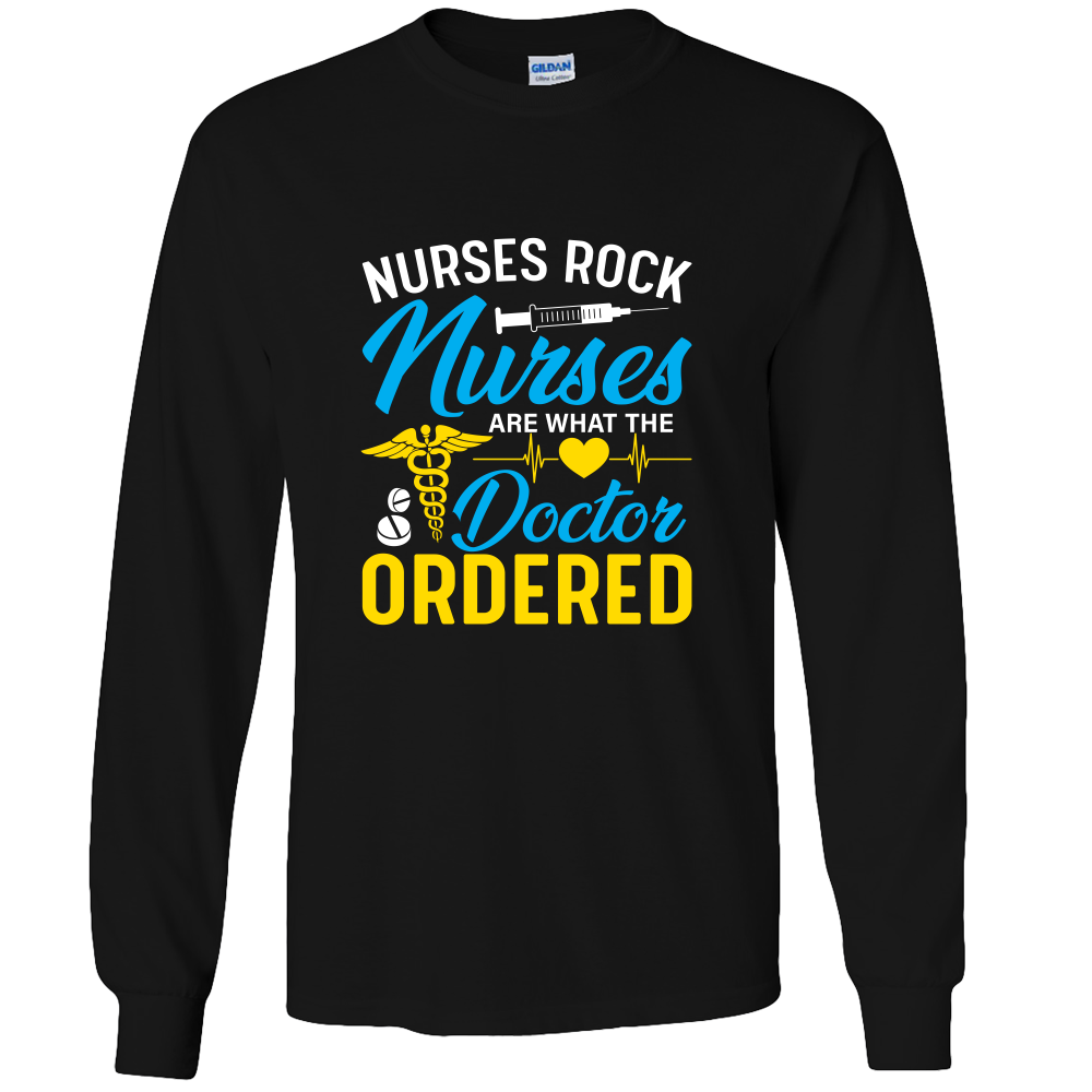 Nurses Rock Adult Long Sleeve Tee - DreamWeaversStore