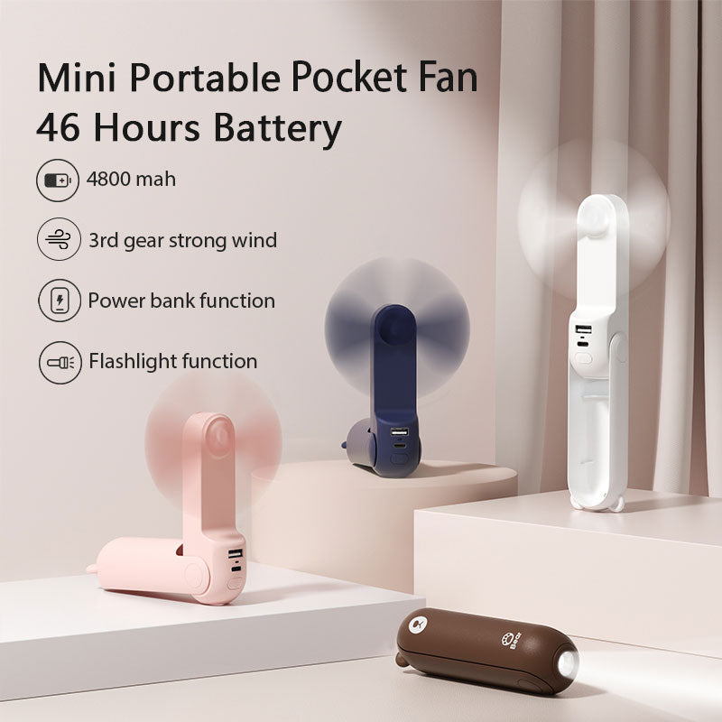 USB Mini Fan Portable Handheld Electric Fan Rechargeable Quiet Pocket Cooling Hand ventilador with Light Office Outdoor - DreamWeaversStore