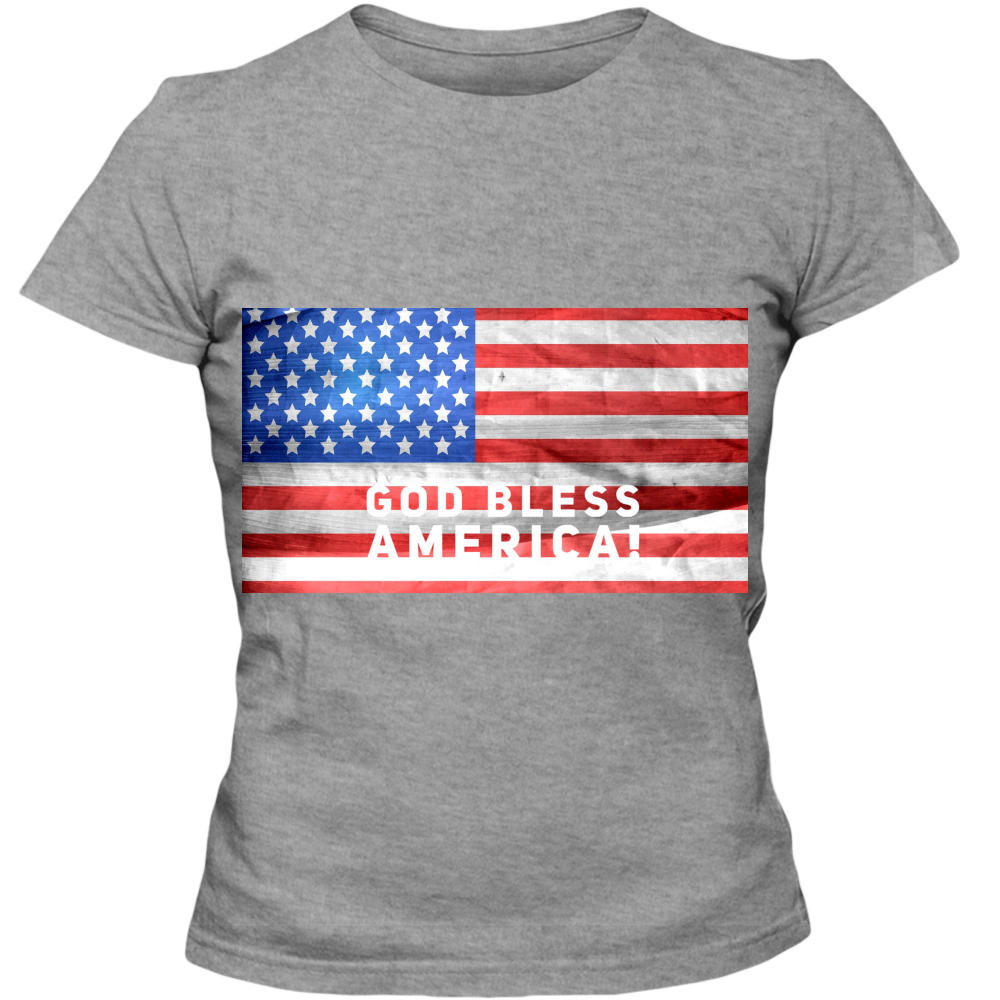 God Bless America! Adult Ladies Classic Tees. July 4th Edition. - DreamWeaversStore