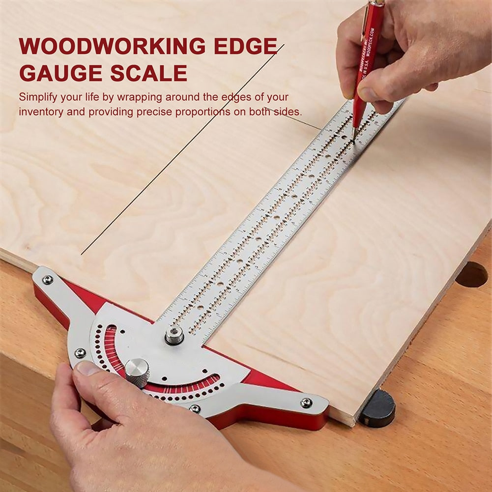 T-Type Woodworkers Edge Rule Protractor Woodworking Ruler Angle Measure Stainless Steel Carpentry Layout Carpenter Tools 1Pcs - DreamWeaversStore