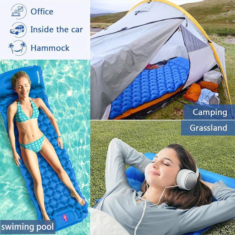 Inflatable Outdoor Sleeping Pad Ultralight Sleeping Mats For Camping Tent Car Travel Mattress Folding Bed Bring Your Own Pillow - DreamWeaversStore