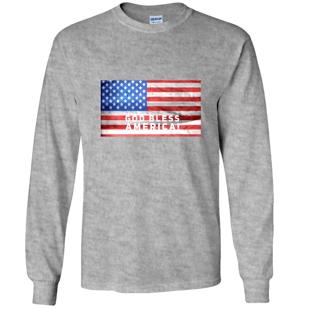 God Bless America!  Adult Long Sleeve Tee - DreamWeaversStore