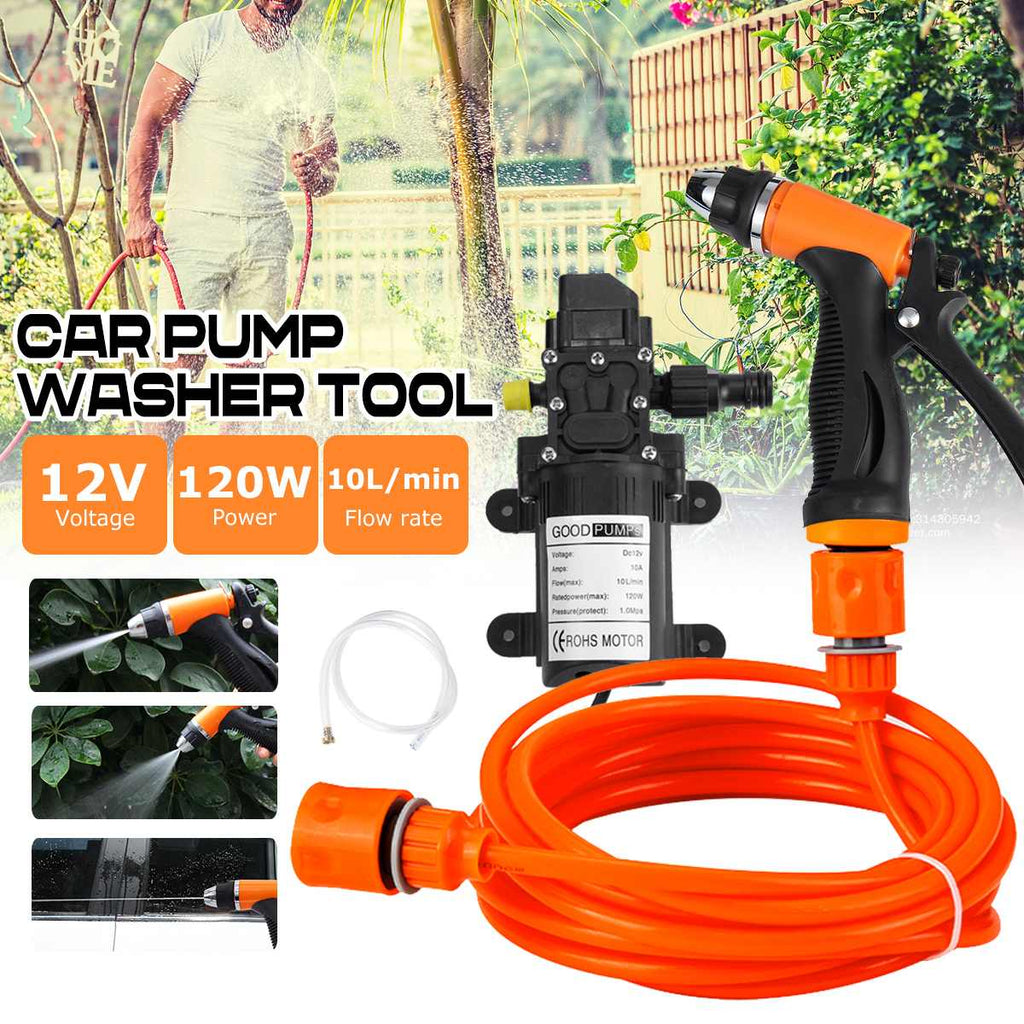 120W 12V 10L/min Car Washer Guns Pump 200PSI High Pressure Cleaner Electric Cleaning Auto Car Care Portable Washing Machine - DreamWeaversStore