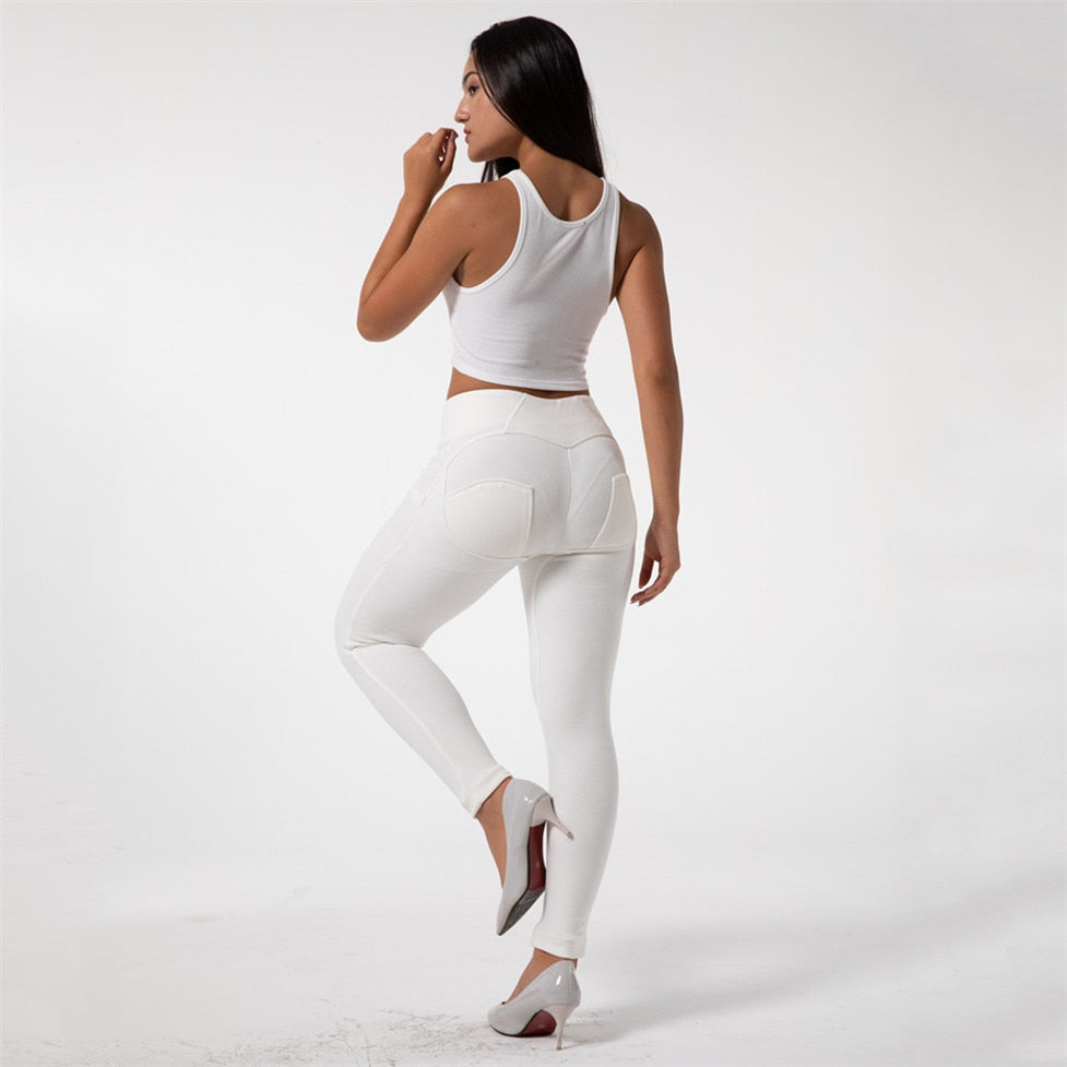 Melody Wear Spandex Leggings Instagram Women White Leggings Scrunch Tights High Waisted Gym Leggings for Tall Women - DreamWeaversStore