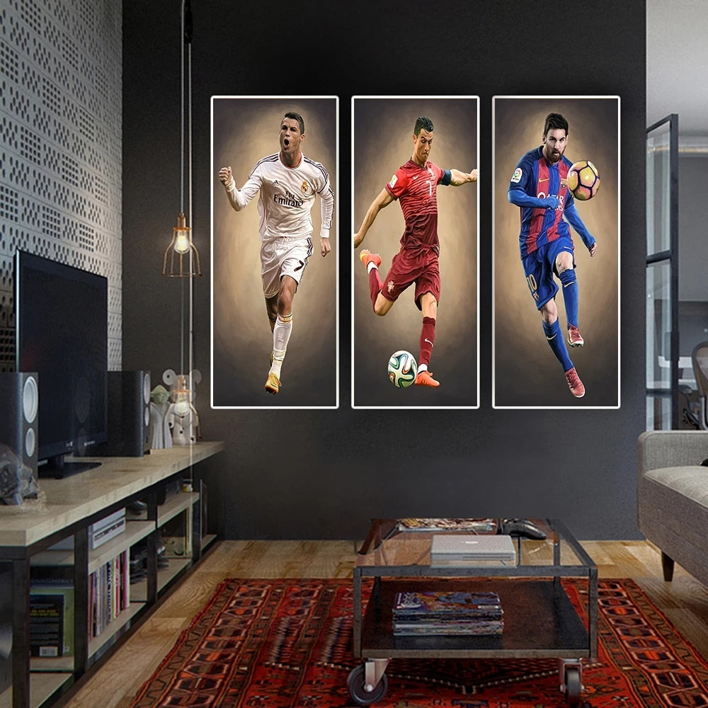 Football Stars Ronaldo Posters Print Canvas Painting Wall Art for Living Room Home Decor(No Frame) - DreamWeaversStore