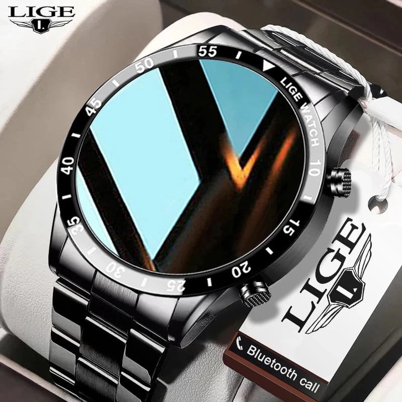 LIGE 2021 Full Circle Touch Screen Steel Band Luxury Bluetooth Call Men Smart Watch Waterproof Sport Activity Fitness Watch+Box - DreamWeaversStore