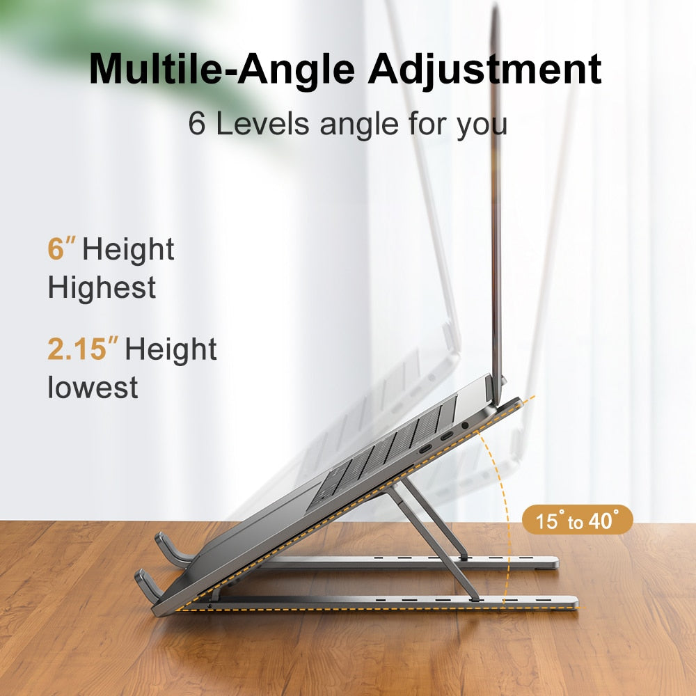 Portable Laptop Stand Aluminium Foldable Notebook Support Laptop Base Macbook Pro Holder Adjustable Bracket Computer Accessories - DreamWeaversStore