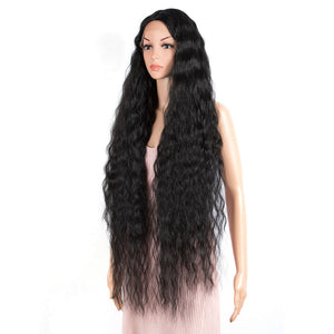 FASHION IDOL 42&quot; Loose Wave Fake Hair Synthetic Wigs For Black Women Ombre Blonde Water Wavy Long Curly Hair Lace Wig Cosplay - DreamWeaversStore