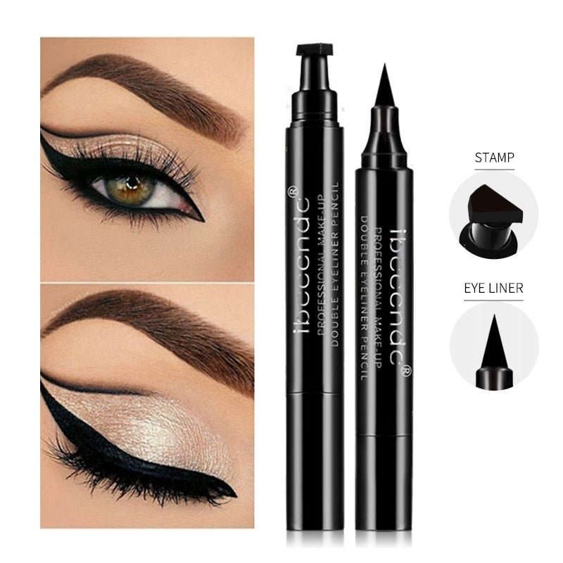 IBCCCNDC Brand Makeup Black Eye Liner Liquid Pencil Quick Dry Waterproof Black Double-ended Makeup Stamps Wing Eyeliner Pencil - DreamWeaversStore