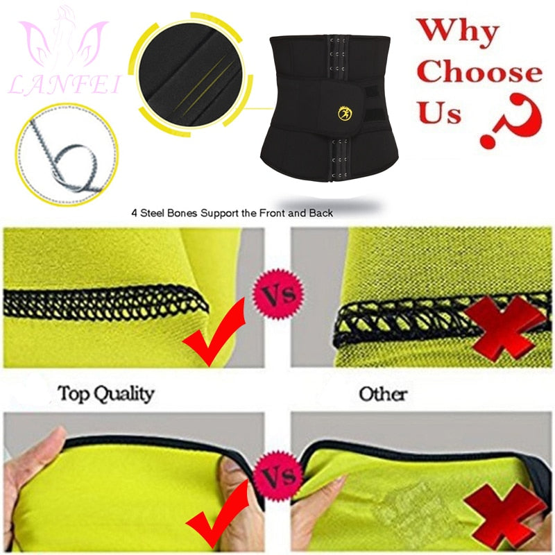 LANFEI Hot Waist Trainer Neoprene Men Body Shaper Tummy Control Belt Sauna Slimming Strap Fitness Sweat Shapewear for Fat Burner - DreamWeaversStore