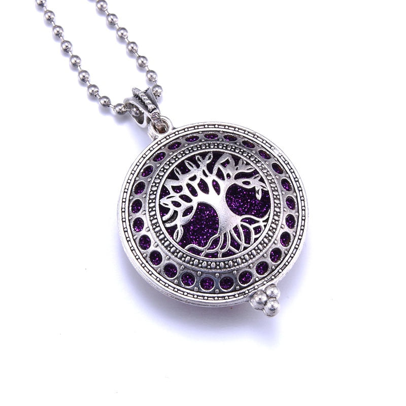 Aromatherapy Jewelry Locket Necklace Tree of Life Necklace Essential Oil Diffuser Perfume Aroma Diffuser Necklace Christmas Gift - DreamWeaversStore