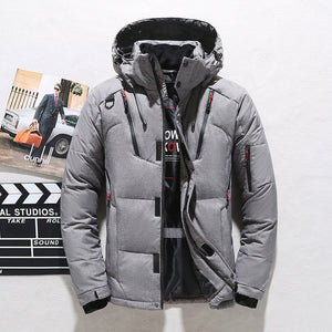 Men's White Duck Down Jacket Warm Hooded Thick Puffer Jacket Coat Male Casual High Quality Overcoat Thermal Winter Parka Men - DreamWeaversStore