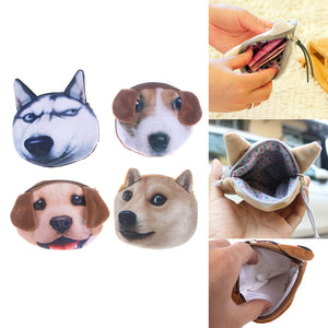 Cute Mini Coin Purse Animal Face Cartoon Cat Dog Bag Plush Zipper Children Girls Wallet Card Key Holder Handbag Bag Headset Bag - DreamWeaversStore