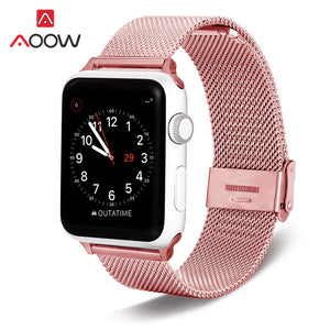 Milanese Loop Strap for Apple Watch 4 5 40mm 44mm 38mm 42mm Stainless Steel Rose Pink Metal Bracelet Band Belt for iWatch 1 2 3 - DreamWeaversStore