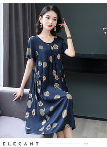 Summer Retro Print Women short Sleeve cotton plus size Dress Ladies Large Size Holiday Beach Vestidos - DreamWeaversStore