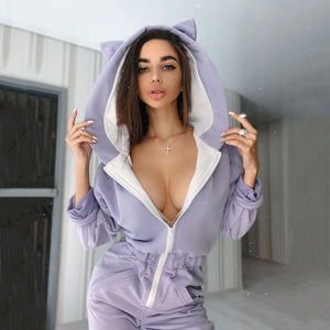 Women Lounge Wear Cotton Solid Jumpsuit Sports Casual Rompers Female Long Sleeve Pockets Overalls Skinny Winter Fashion 2020 - DreamWeaversStore