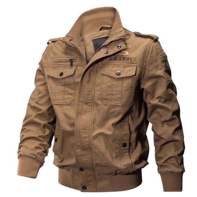 Spring and autumn military jacket male cotton water wash collar pilot cotton jacket large size plus velvet winter youth - DreamWeaversStore