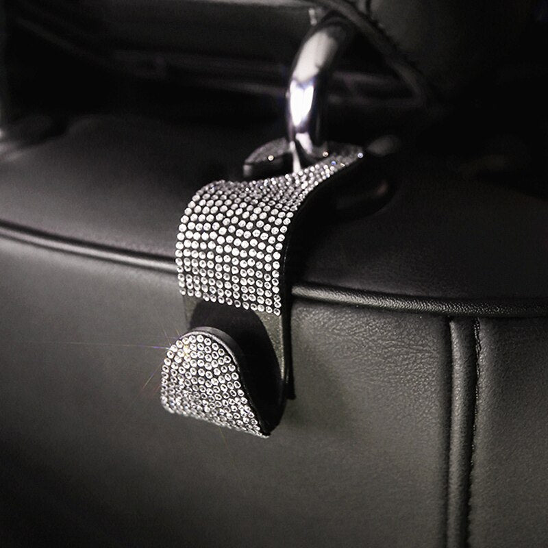 Creative Car Seat Back Hook Diamond Rhinestones Hanger Auto Headrest Objects Support Universal Mount Clips Bling Car Accessories - DreamWeaversStore