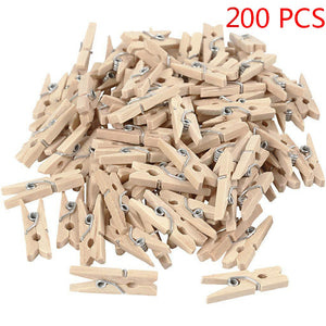 50/100/200PCS 2.5CM Mini Natural Wooden Clothes Photo Paper Clothespin Craft Clips Portable Wood Clamp - DreamWeaversStore