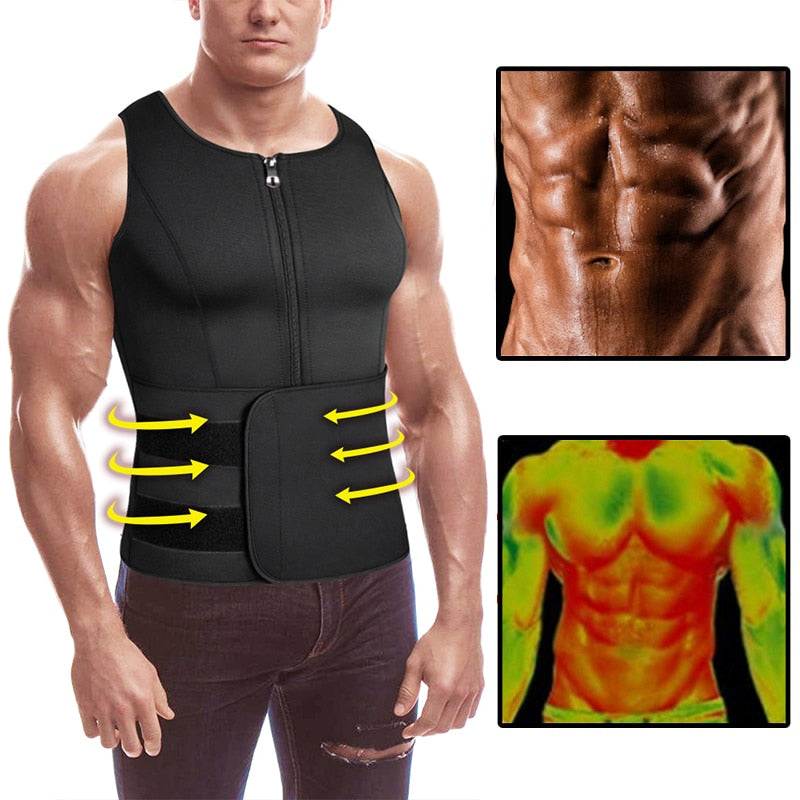 Neoprene Men's Shapers Sweat Vest for Men Waist Trainer Vest Adjustable Workout Body Shaper with Double Zipper for Sauna Suit - DreamWeaversStore