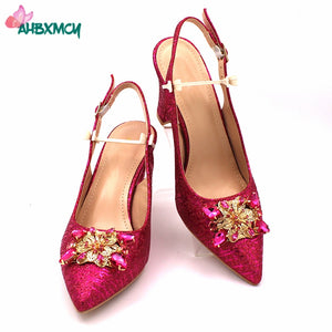 Fashionable African Shoes and Bag Set Italian Women  Fuchsia Color Nigerian Shoes with Matching Bags for Royal Wedding Party - DreamWeaversStore