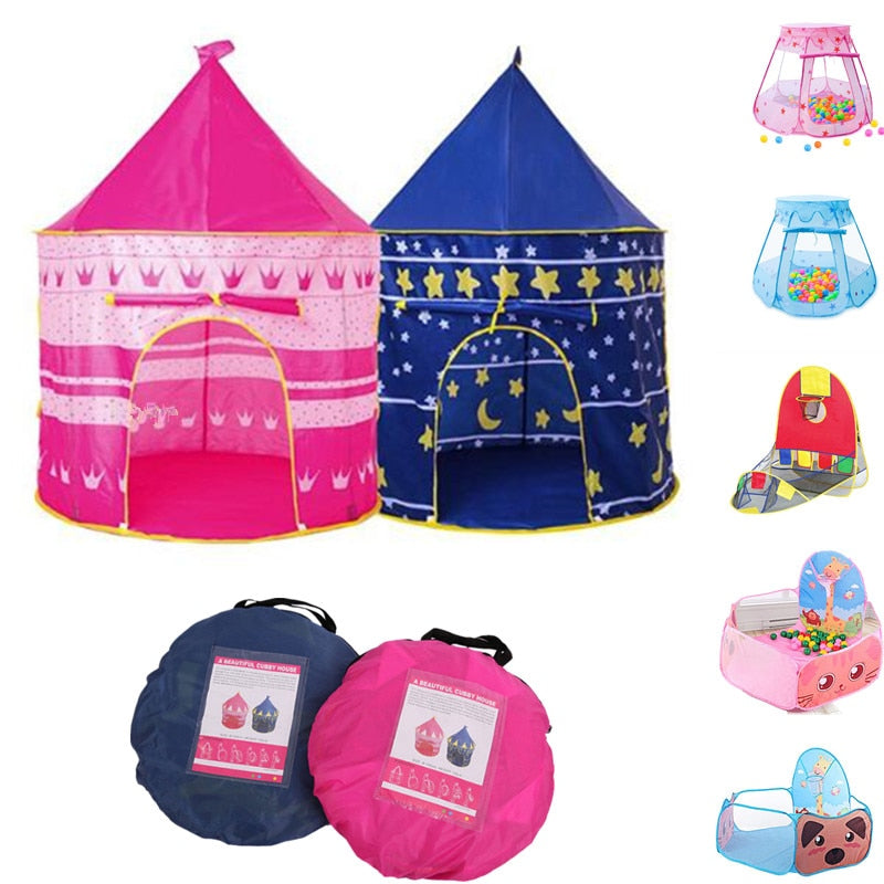 Play Tent Portable Foldable Tipi Prince Folding Tent Children Boy Cubby Play House Kids Gifts Outdoor Toy Tents Castle - DreamWeaversStore