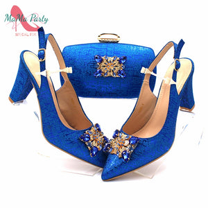 Fashionable African Shoes and Bag Set Italian Women  Fuchsia Color Nigerian Shoes with Matching Bags for Royal Wedding Party - DreamWeaversStore