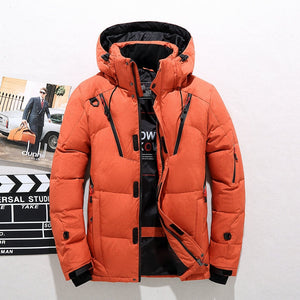 Men's White Duck Down Jacket Warm Hooded Thick Puffer Jacket Coat Male Casual High Quality Overcoat Thermal Winter Parka Men - DreamWeaversStore