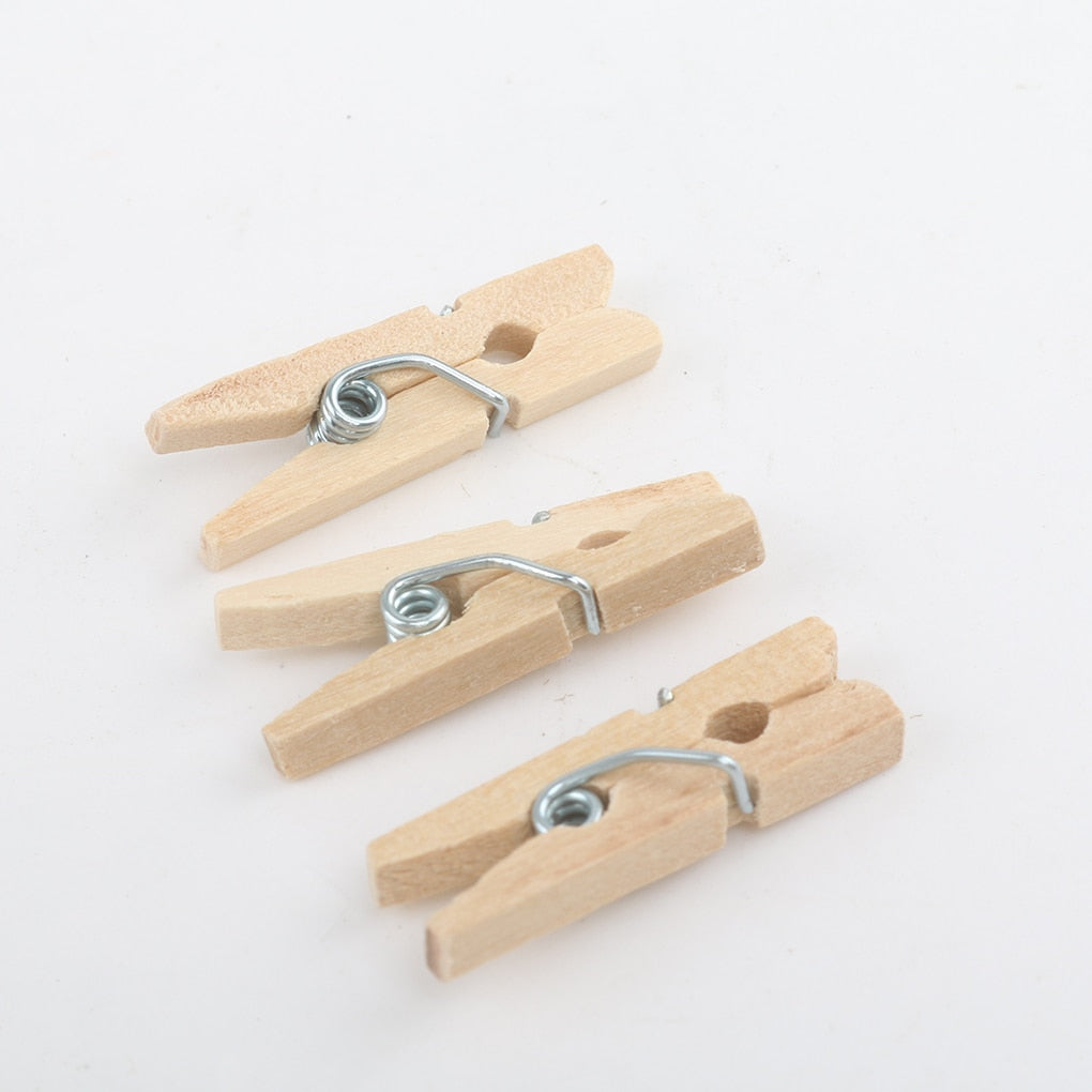 50/100/200PCS 2.5CM Mini Natural Wooden Clothes Photo Paper Clothespin Craft Clips Portable Wood Clamp - DreamWeaversStore