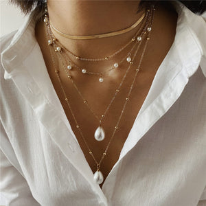 ZOSHI Bohemian Multi Layer Long Necklace for Women Imitation Pearl Choker Necklace Collars Statement Necklace Summer Jewelry - DreamWeaversStore