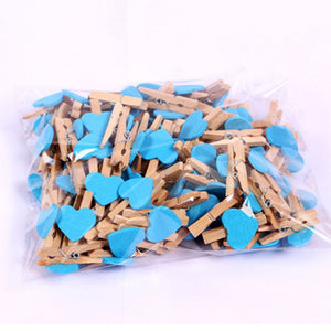 50pcs/lot Red Heart Love Wooden Clothes Photo Paper Peg Pin Mini Clothespin Postcard Clips Home Wedding Decoration Stationery - DreamWeaversStore