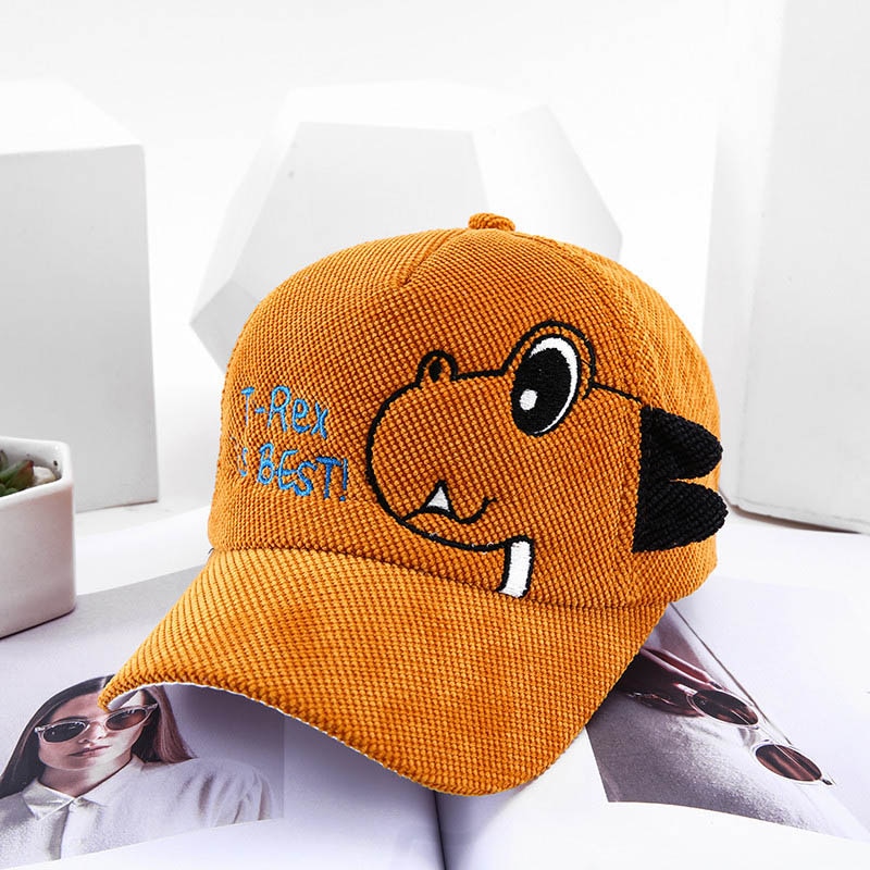 Cartoon Dinosaur Children Baseball Cap Summer Autumn Boys Corduroy Adjustable Sun Hat Cute Casual Outdoor Baby Caps - DreamWeaversStore