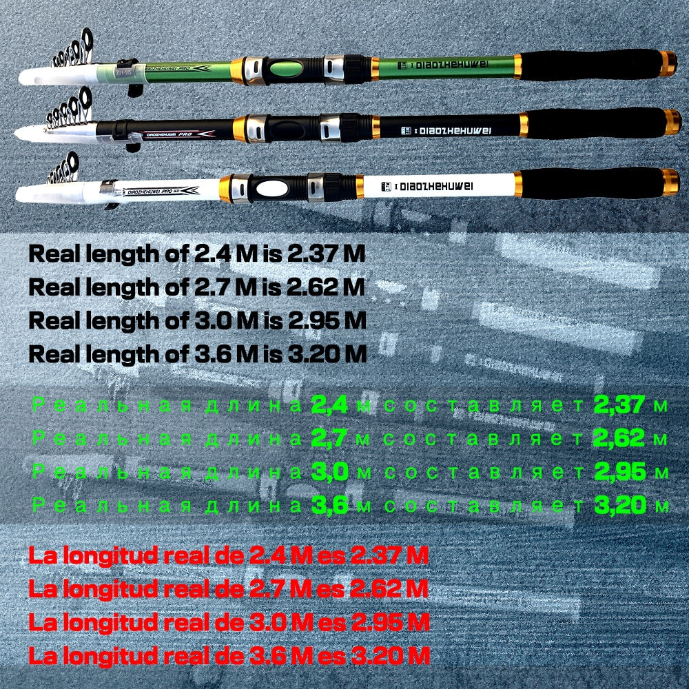 GHOTDA 2.1M -3.6M Carp Fishing Rod feeder Hard FRP Carbon Fiber Telescopic Fishing Rod fishing pole - DreamWeaversStore