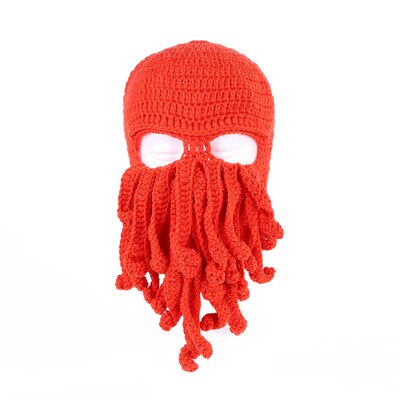 Novelty Handmade Funny Tentacle Octopus Hat Crochet Cthulhu Beard Beanie Men's Women's Knit Wind Mask Cap Halloween Animal Gift - DreamWeaversStore