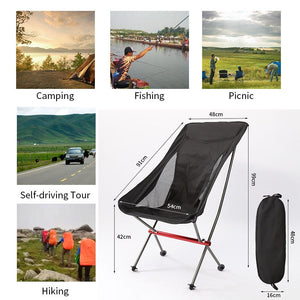 Portable Folding Camping Chair Outdoor Moon Chair Collapsible Foot Stool For Hiking Picnic Fishing Chairs Seat Tools - DreamWeaversStore