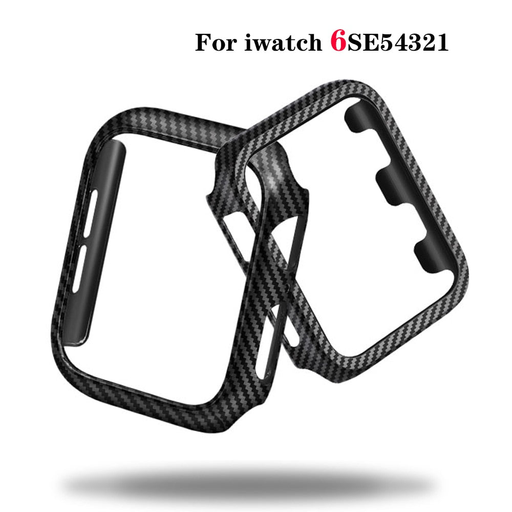 Carbon Fiber cover For Apple Watch case 42mm 44mm 38mm 40mm bumper Protective Ultra Thin Lines shell iwatch series 6 se 5 4 3 2 - DreamWeaversStore