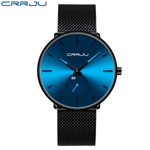 CRRJU Fashion Blue Men Watch Top Luxury Brand Minimalist Ultra-thin Quartz Watch Casual Waterproof Clock Relogio Masculino - DreamWeaversStore