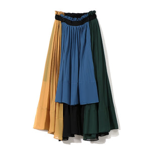 [EAM] 2022 New Spring High Elastic Waist Green Hit Color Pleated Irregular Haf-body Skirt Women Fashion  All-match JG208 - DreamWeaversStore